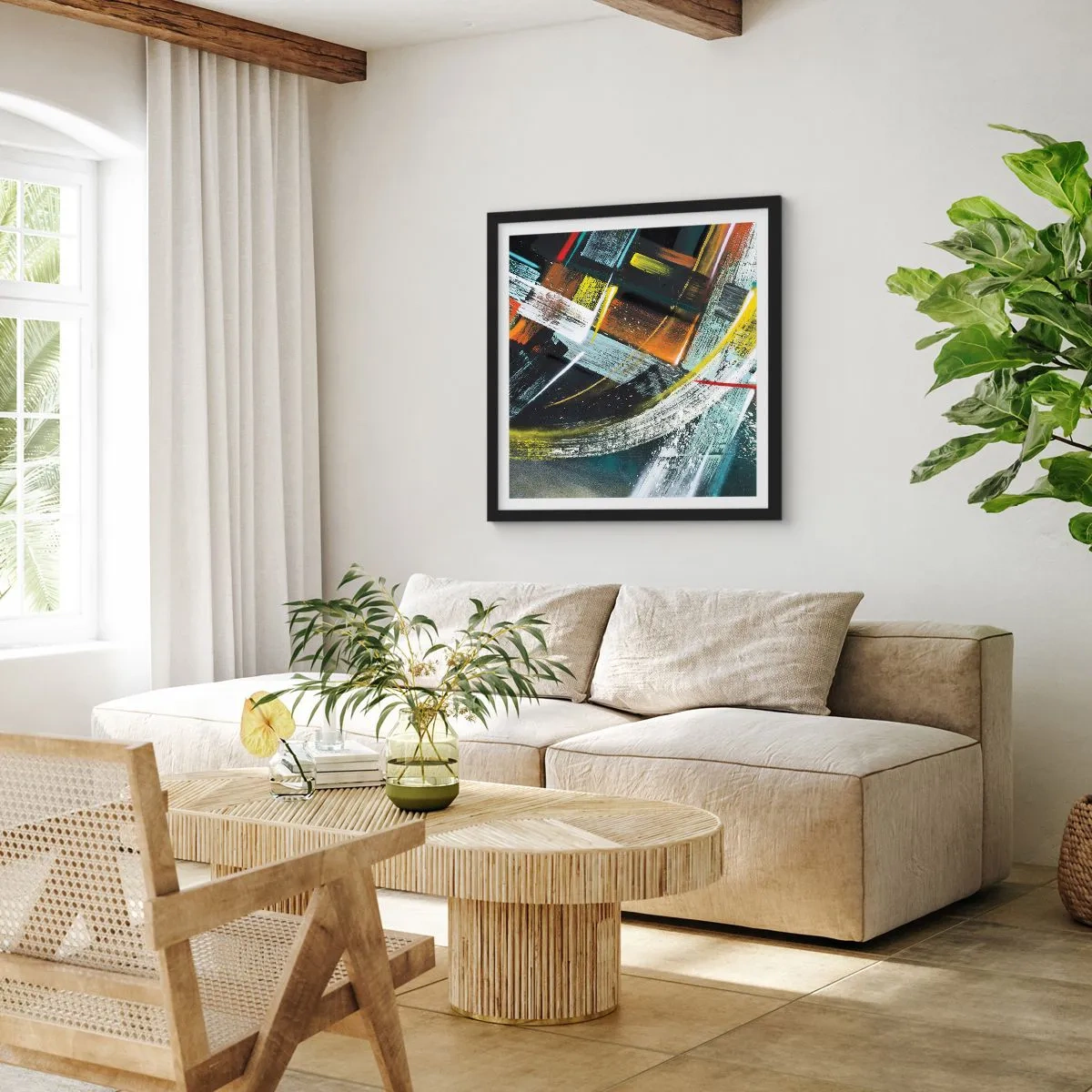 Poster in einem schwarzem Rahmen - Energie der Bewegung - 40x40 cm