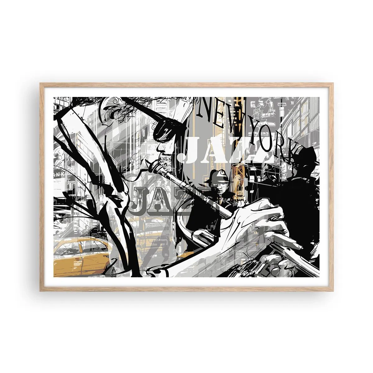 Poster in einem Rahmen aus heller Eiche - Im Rhythmus von New York - 100x70 cm