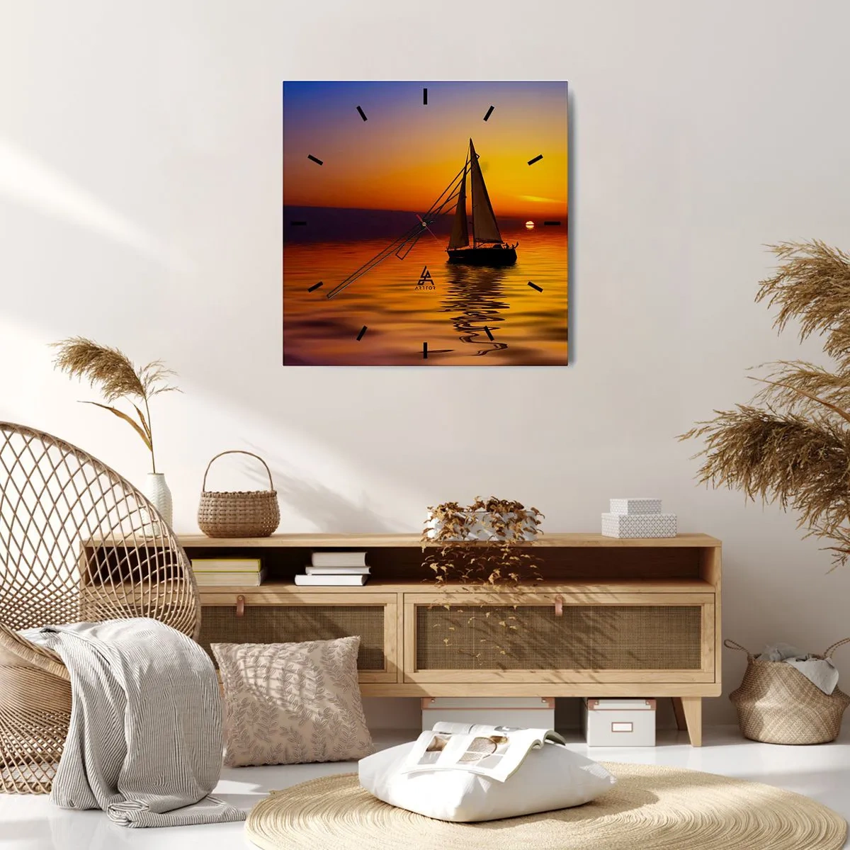 Wanduhr - Glasuhr - Wie ruhig es hier in der Abenddämmerung ist... - 30x30 cm