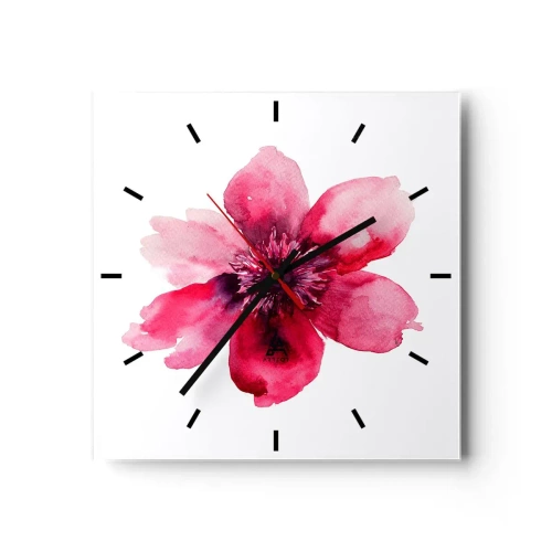 Wanduhr - Glasuhr - Ein nach Karmin duftender Kuss - 40x40 cm