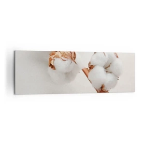 Bild auf Leinwand - Leinwandbild - Ein Zweig Baumwolle auf dezentem Untergrund - 160x50cm - Nur umarmen - Moderne Wanddekoration für Wohnzimmer und Schlafzimmer ARTTOR