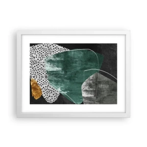 Poster in einem weißen Rahmen - Bunte Abstraktion mit Blattgold - 40x30 cm