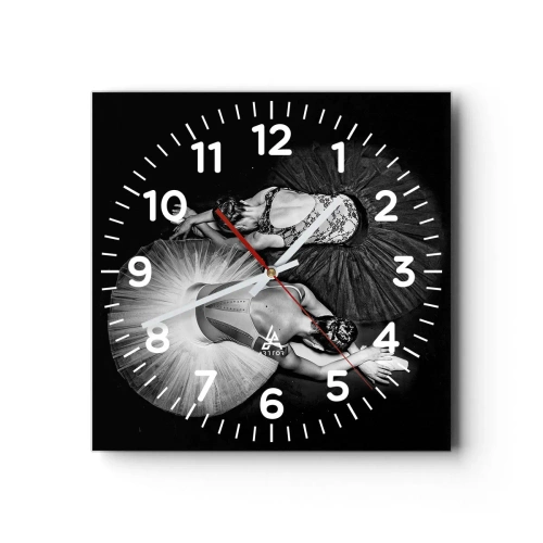 Wanduhr - Glasuhr - Jin und Jang – perfekte Balance - 30x30 cm