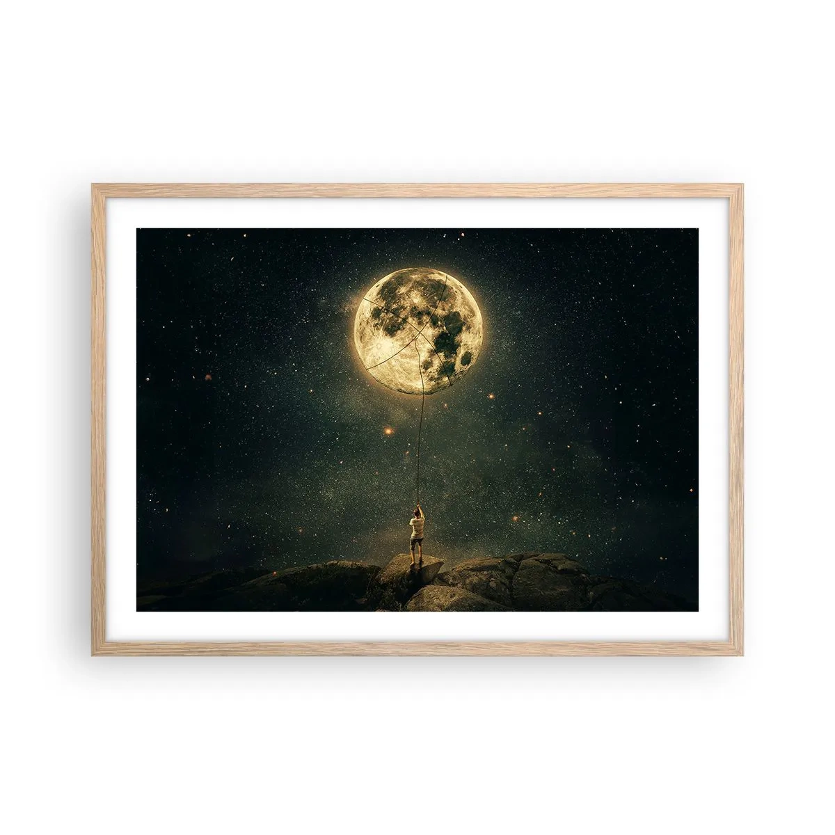 Poster in einem Rahmen aus heller Eiche - Der Mann, der den Mond gestohlen hat - 70x50 cm
