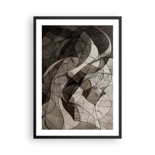 Poster in einem schwarzem Rahmen - Abstrakte Komposition aus geometrischen Linien und Formen - 50x70cm - Zirkulation von Erdfarben - Moderne Wanddekoration für Wohnzimmer und Schlafzimmer ARTTOR