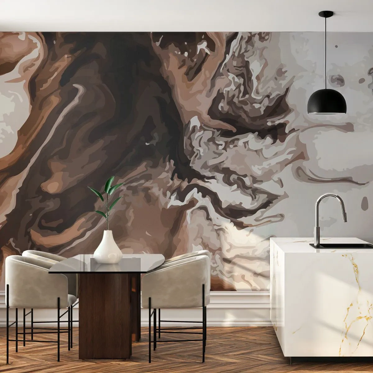 Fototapete Premium Canvas - Farbkontrast - Abstraktion, Stück, Modernes Muster - 300x210 cm