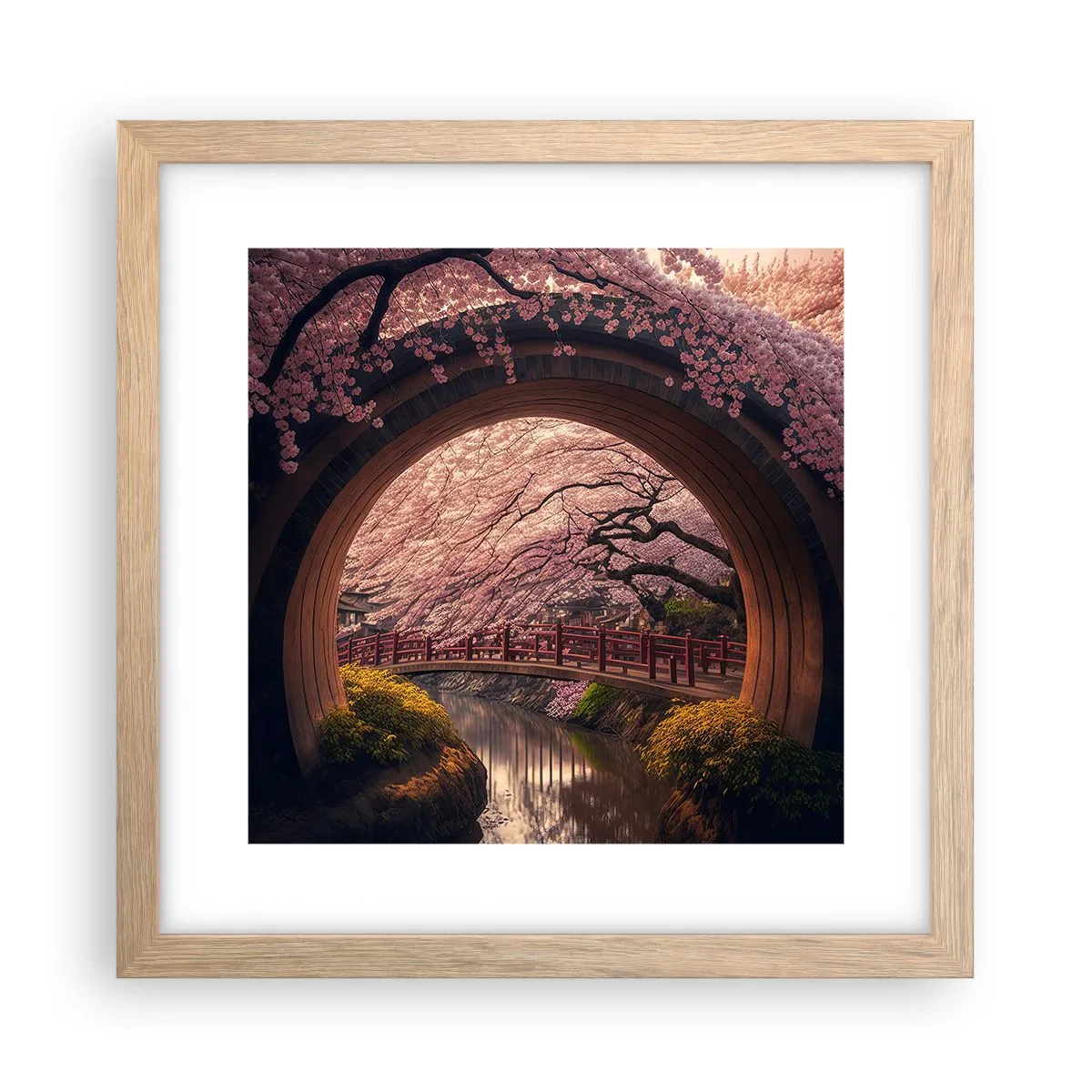 Poster in einem Rahmen aus heller Eiche - Japanischer Frühling - 30x30 cm