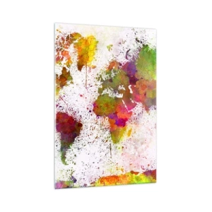 Glasbild - Bild auf glas - Eine farbenfrohe Weltkarte im abstrakten Stil - 70x100cm - Irgendwie ist es gleich geworden - Moderne Wanddekoration für Wohnzimmer und Schlafzimmer ARTTOR