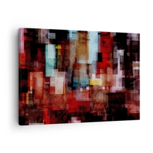 Bild auf Leinwand - Leinwandbild - Geometrische Abstraktion in intensiven Rottönen - 70x50cm - Verwirrung mit Verwirrung - Moderne Wanddekoration für Wohnzimmer und Schlafzimmer ARTTOR