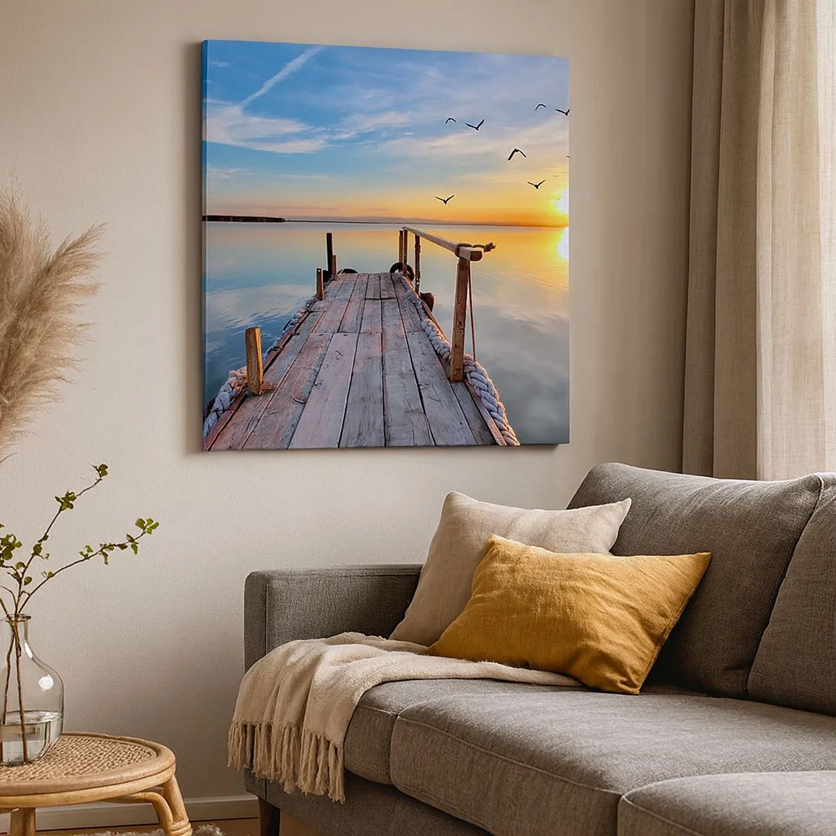 Bild auf Leinwand - Leinwandbild - Lauf direkt der Sonne entgegen - 30x30 cm