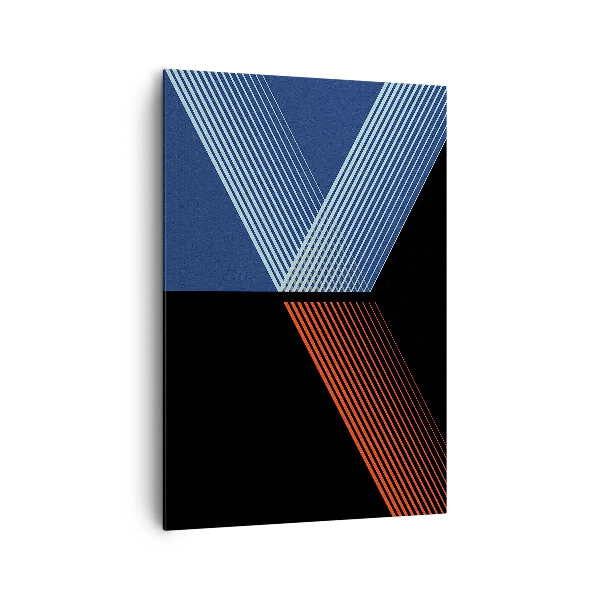 Bild auf Leinwand - Leinwandbild - Geometrische Linien in Rot- und Blautönen - 70x100cm - Eine einfache Geschichte - Moderne Wanddekoration für Wohnzimmer und Schlafzimmer ARTTOR