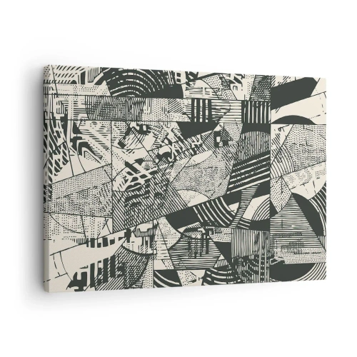 Bild auf Leinwand - Leinwandbild - Geometrische abstrakte Muster in Grüntönen auf hellem Hintergrund - 70x50cm - Die Dynamik der Gegenwart - Moderne Wanddekoration für Wohnzimmer und Schlafzimmer ARTTOR