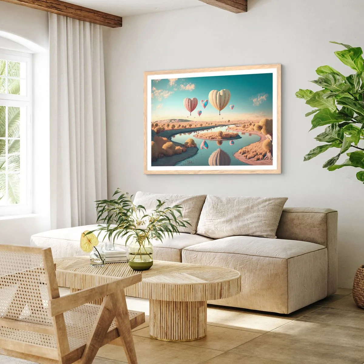 Poster in einem Rahmen aus heller Eiche - Dank Liebe steigt man auf - 40x30 cm