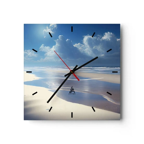 Wanduhr - Glasuhr - Paradiesischer Urlaub - 40x40 cm