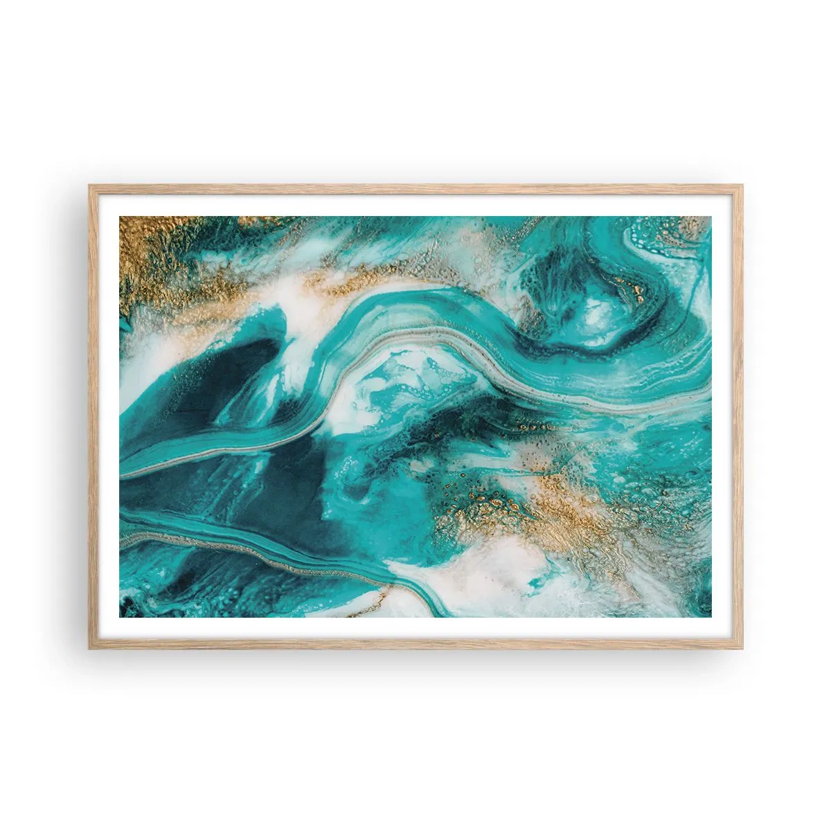 Poster in einem Rahmen aus heller Eiche - Der Fluss aus Gold - 100x70 cm