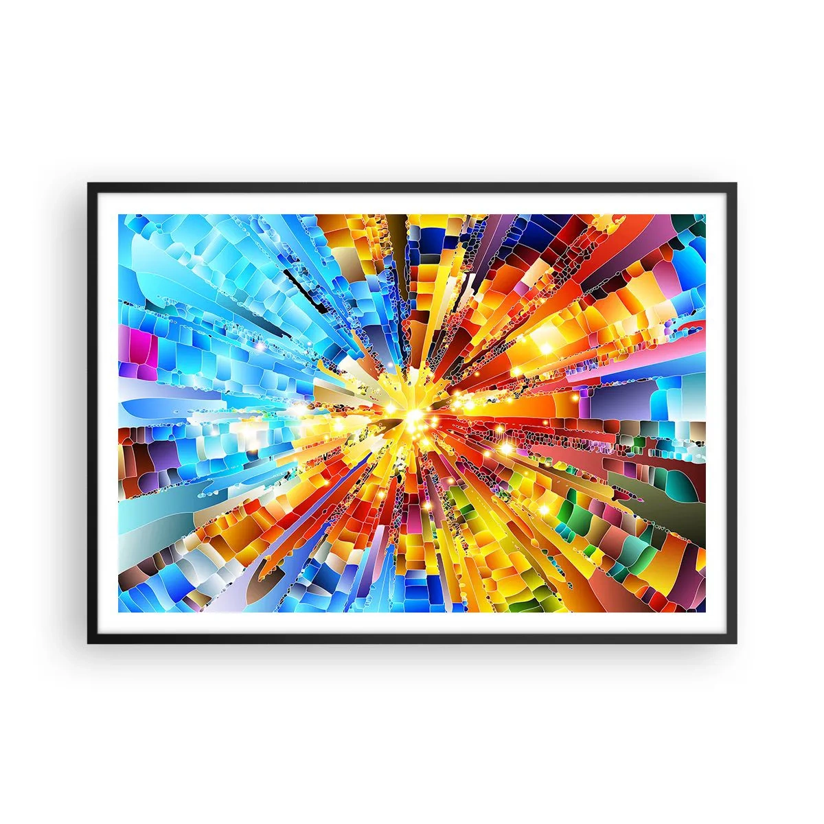 Poster in einem schwarzem Rahmen - Eine dynamische Explosion aus Farbe und Licht - 100x70cm - In Medienauflösung - Moderne Wanddekoration für Wohnzimmer und Schlafzimmer ARTTOR