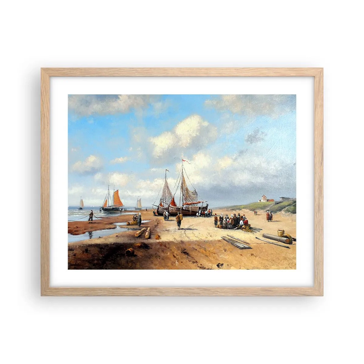 Poster in einem Rahmen aus heller Eiche - Nach einem erfolgreichen Fischfang - 50x40 cm