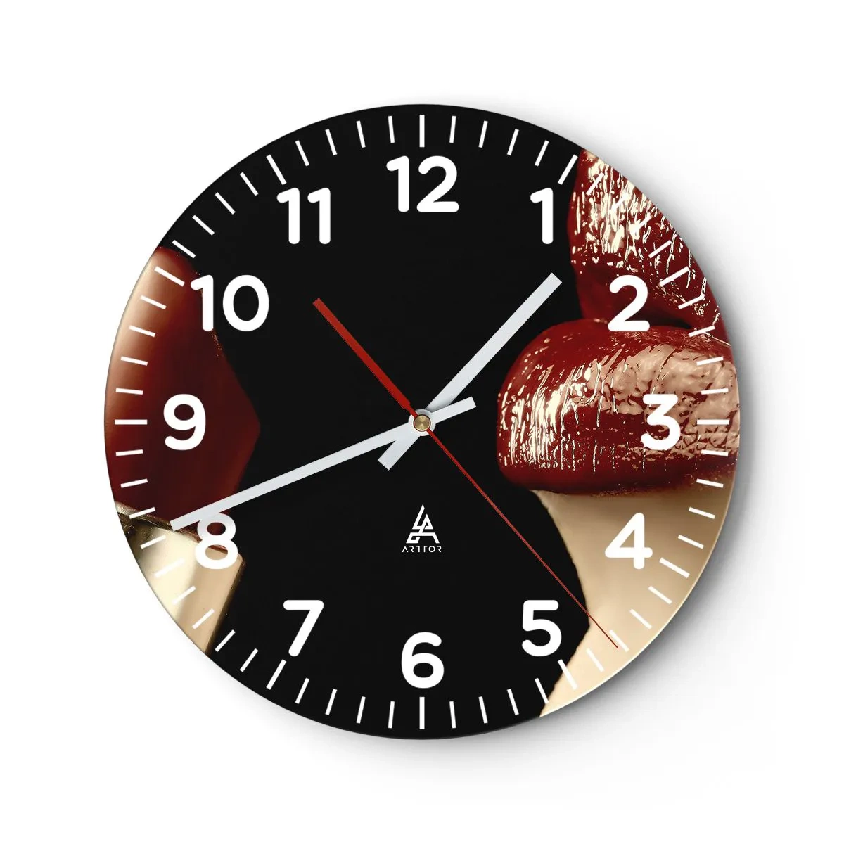 Wanduhr - Glasuhr - Sinnlichkeit und Brillanz von Karmin - 30x30 cm