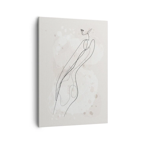 Bild auf Leinwand - Leinwandbild - Eine subtile Silhouettenskizze im minimalistischen Stil - 50x70cm - Der Blick schweift - Moderne Wanddekoration für Wohnzimmer und Schlafzimmer ARTTOR