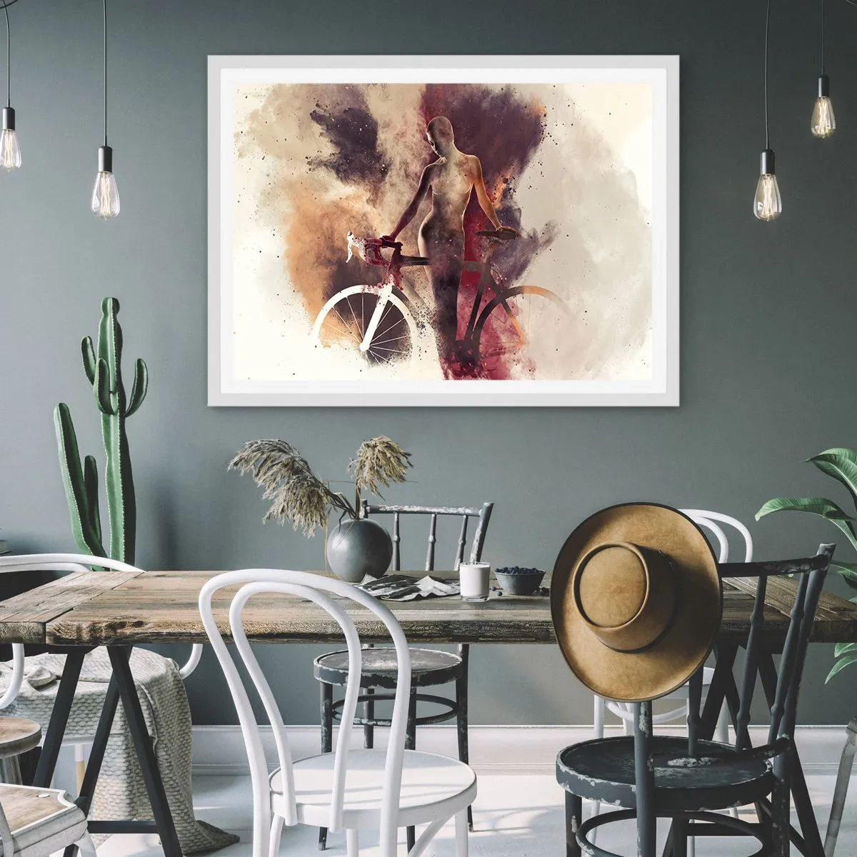 Poster in einem weißen Rahmen - Eine Fahrradseele in Marmorformen - 100x70 cm