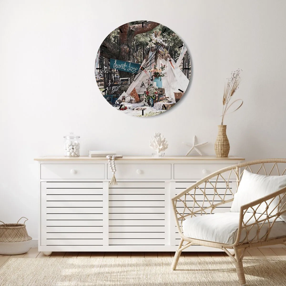 Wanduhr - Glasuhr - Liebe machen ... - 40x40 cm