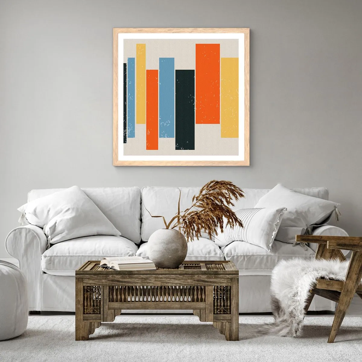 Poster in einem Rahmen aus heller Eiche - Musiknotation - 30x30 cm