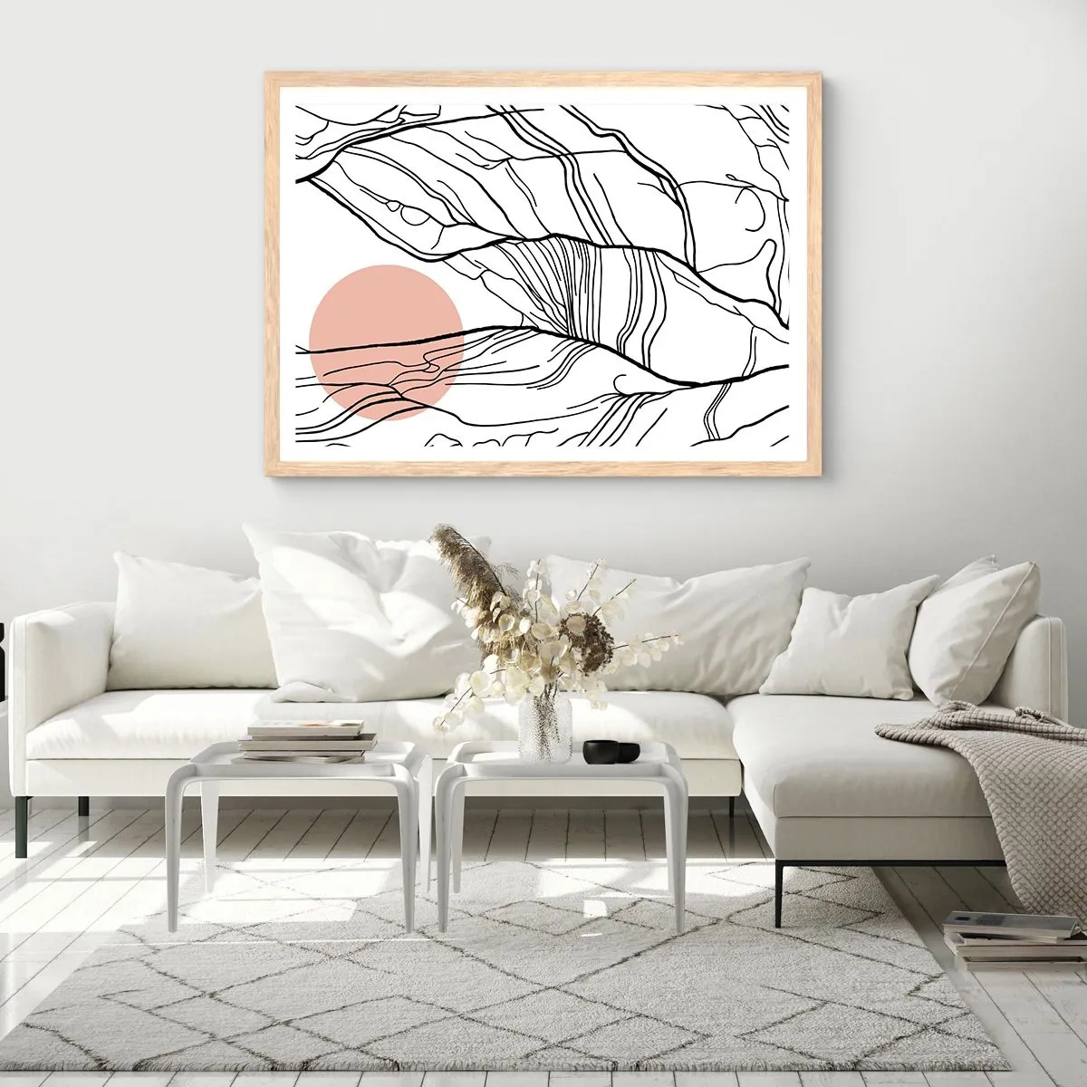 Poster in einem Rahmen aus heller Eiche - In einem Netz aus Zweigen - 70x50 cm