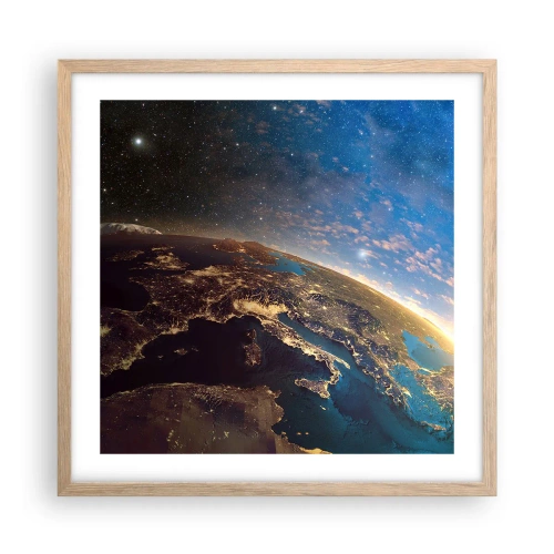 Poster in einem Rahmen aus heller Eiche - Schauen wir uns aus der Ferne an - 50x50 cm