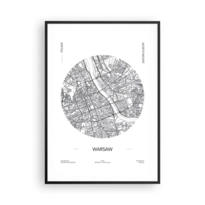 Poster in einem schwarzem Rahmen - Anatomie von Warschau - 70x100 cm