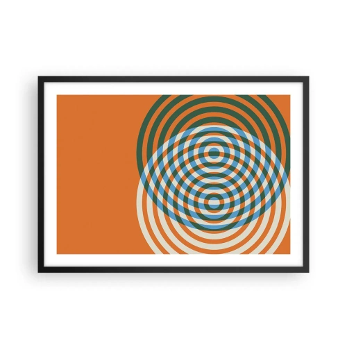 Poster in einem schwarzem Rahmen - Konzentrische Kreise auf orangefarbenem Hintergrund - 70x50cm - Abstrakte kreisförmige Variation - Moderne Wanddekoration für Wohnzimmer und Schlafzimmer ARTTOR