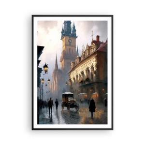 Poster in einem schwarzem Rahmen - Charme eines Prager Abends - 70x100 cm