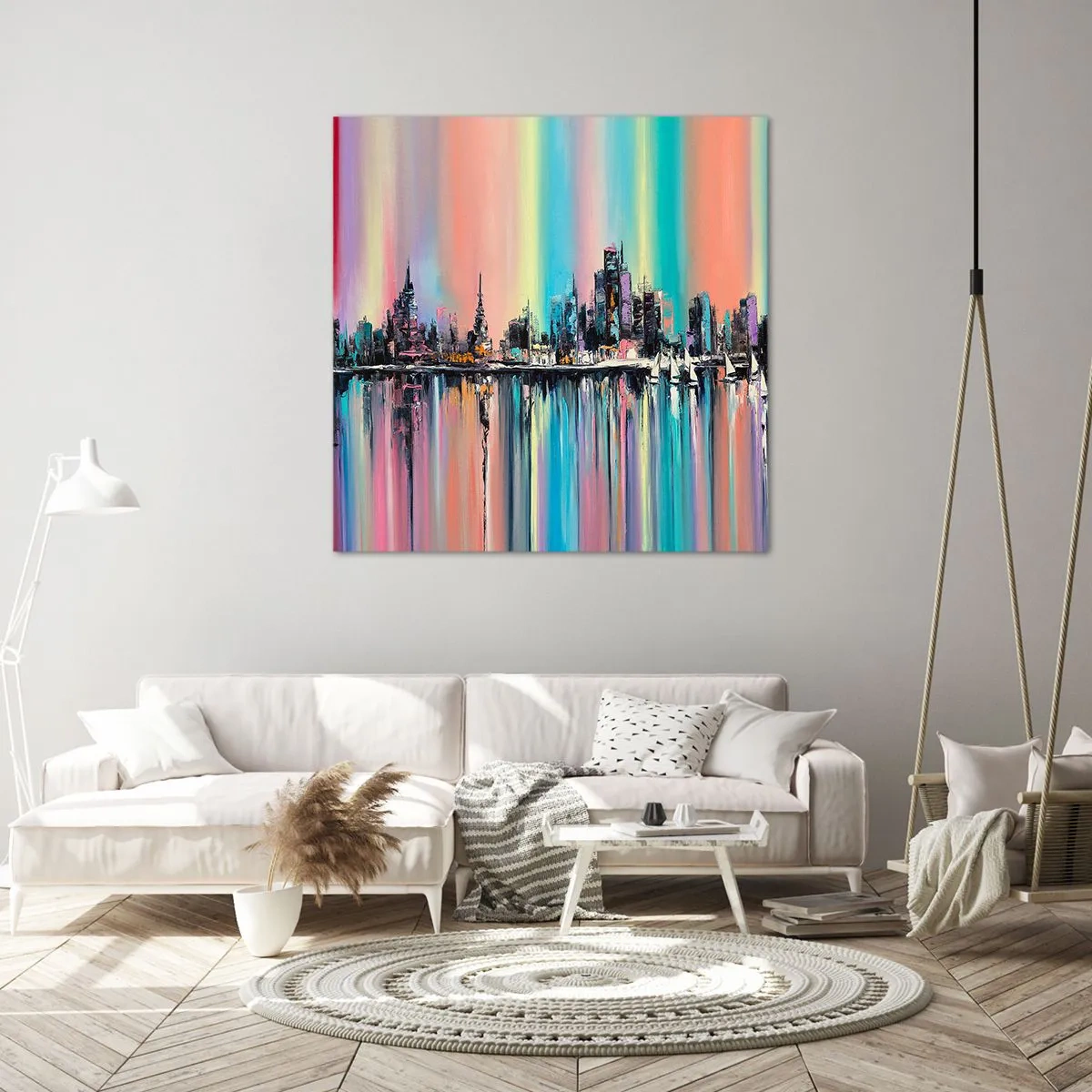 Bild auf Leinwand - Leinwandbild - Um das Licht der Nacht herunterzufallen - 60x60 cm