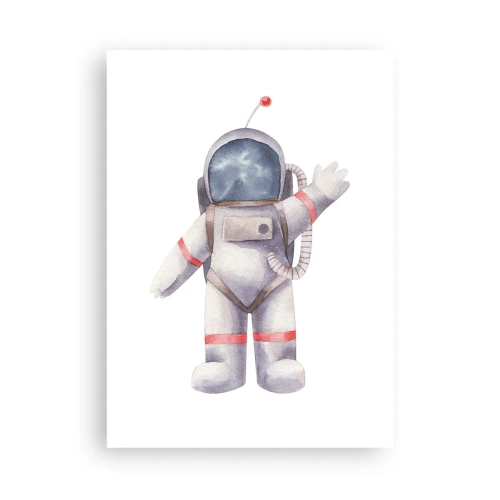 Poster - Aquarell-Astronaut winkt im Weltraum - 50x70cm - Bis dann! - Moderne Wanddekoration für Wohnzimmer und Schlafzimmer ARTTOR