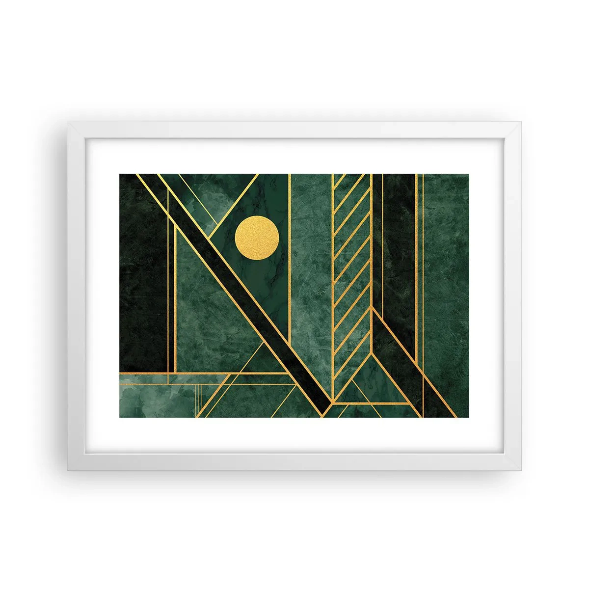 Poster in einem weißen Rahmen - Dynamik von Gold und Azurblau - 40x30 cm