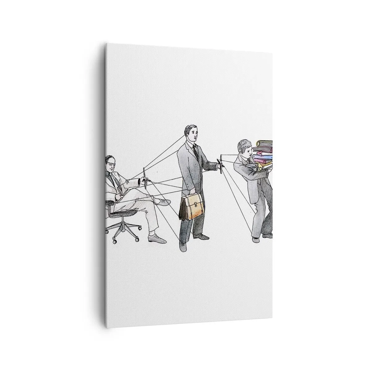 Bild auf Leinwand - Leinwandbild - Eine Illustration, die zeigt, wie Menschen wie Marionetten kontrolliert werden. - 80x120cm - Jeder hat seinen Meister - Moderne Wanddekoration für Wohnzimmer und Schlafzimmer ARTTOR