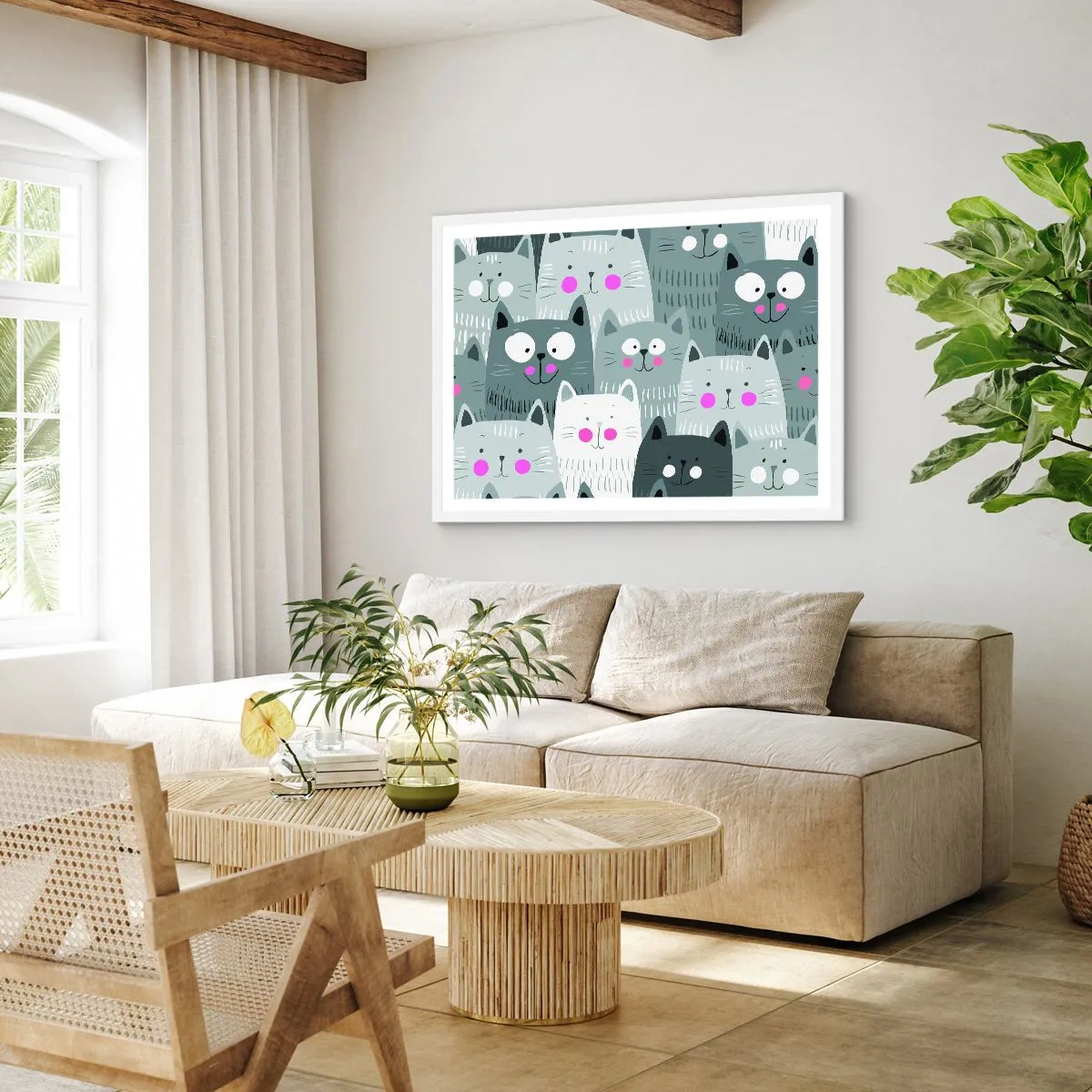 Poster in einem weißen Rahmen - Katzenwelt - 40x30 cm