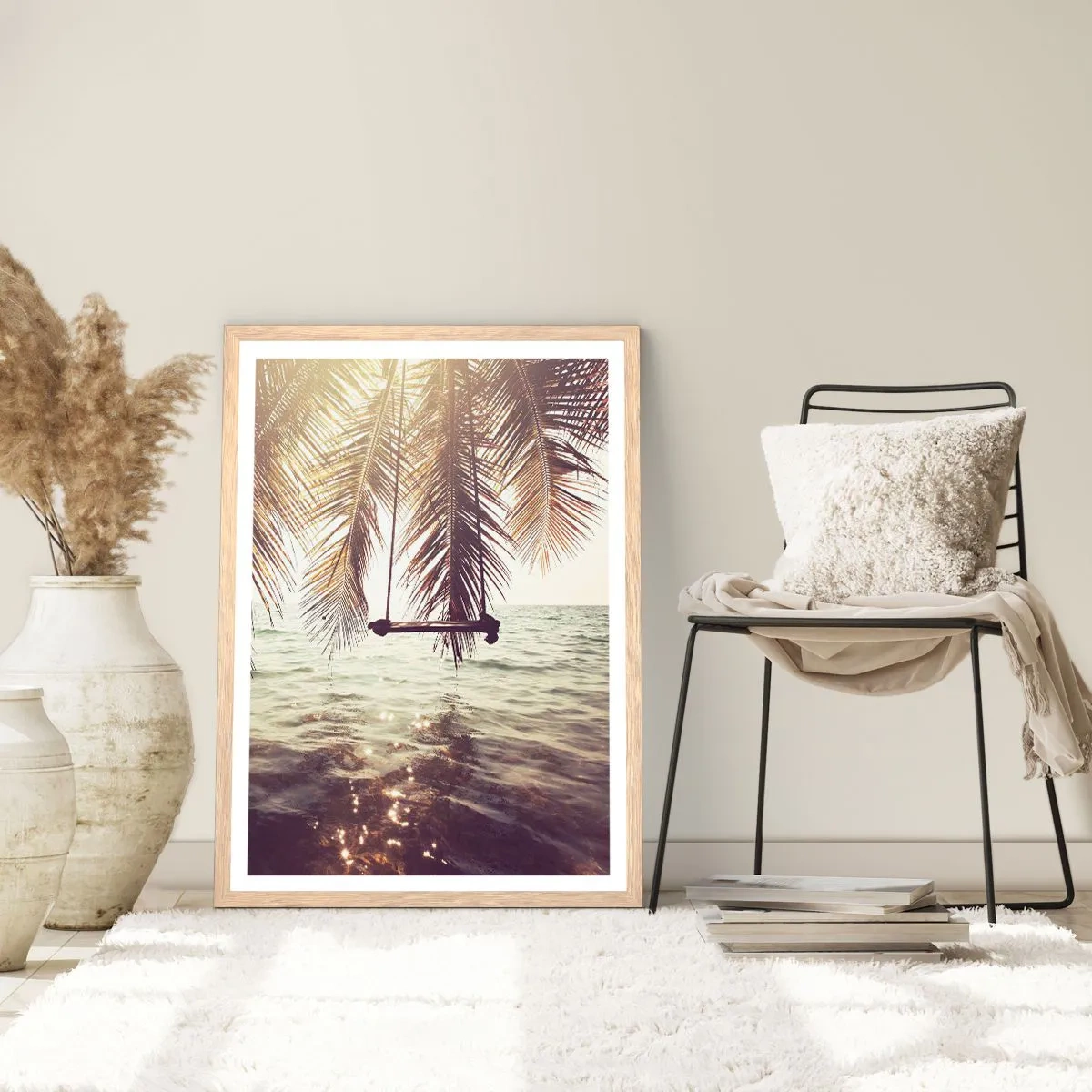 Poster in einem Rahmen aus heller Eiche - Sie können nach Belieben in den Wolken schwingen - 70x100 cm