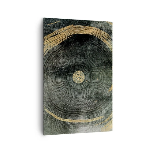 Bild auf Leinwand - Leinwandbild - Konzentrische Kreise mit goldenen Akzenten - 80x120cm - Veränderung und Beständigkeit - Moderne Wanddekoration für Wohnzimmer und Schlafzimmer ARTTOR