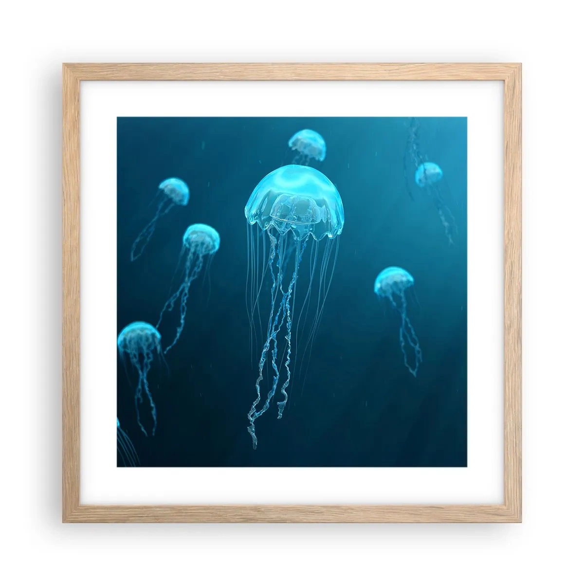 Poster in einem Rahmen aus heller Eiche - Ozeantanz - 40x40 cm