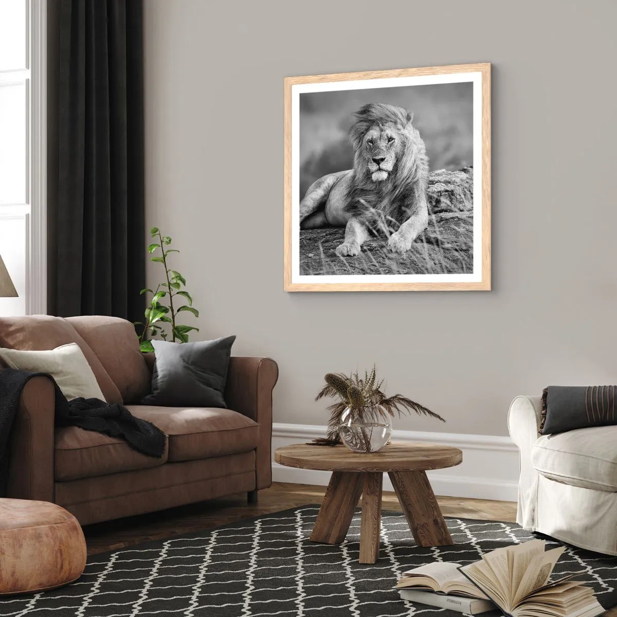 Poster in einem Rahmen aus heller Eiche - Königliche Siesta - 40x40 cm