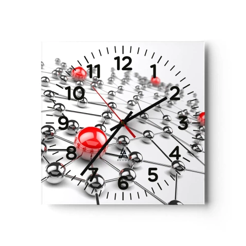 Wanduhr - Glasuhr - Silbriges Netz - 30x30 cm