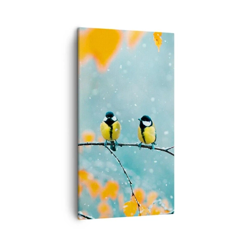 Bild auf Leinwand - Leinwandbild - Vogelklatsch - 45x80 cm