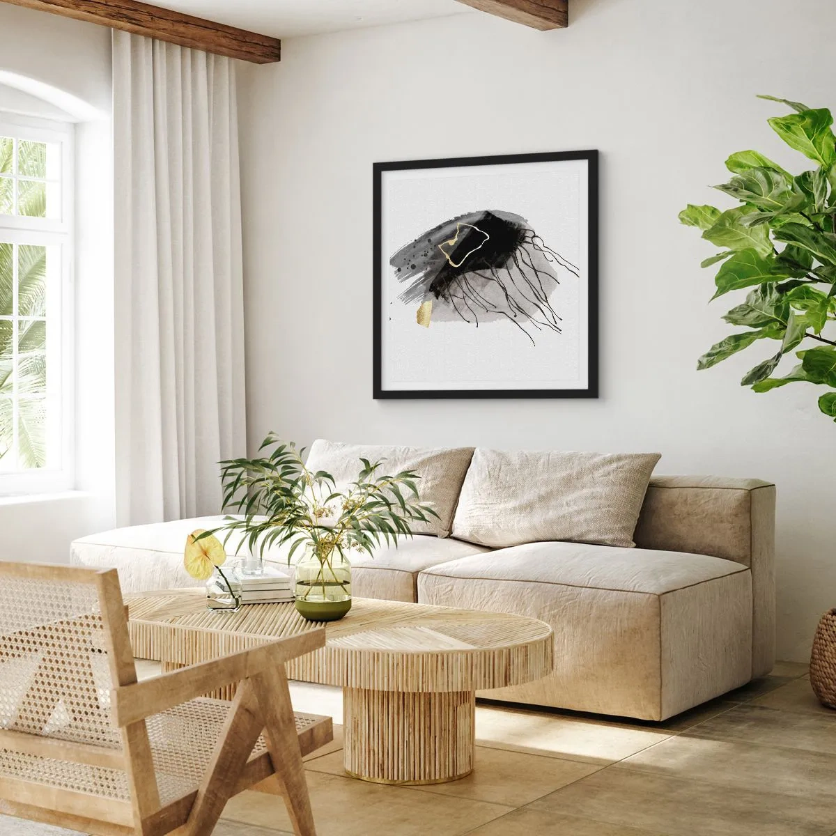 Poster in einem schwarzem Rahmen - In Schwarz und Gold - 30x30 cm