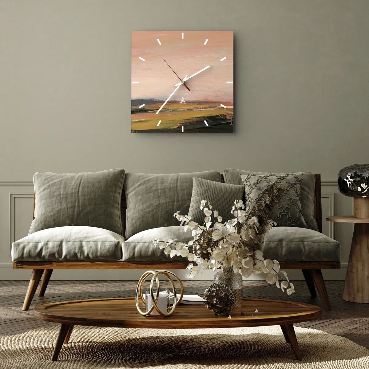 Wanduhr - Glasuhr - In Rosatönen - 30x30 cm