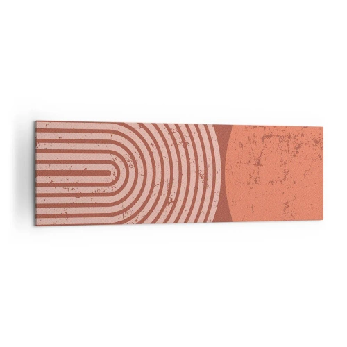 Bild auf Leinwand - Leinwandbild - Geometrische Muster in Terrakotta-Tönen auf Vintage-Hintergrund - 160x50cm - Enge Beziehung - Moderne Wanddekoration für Wohnzimmer und Schlafzimmer ARTTOR