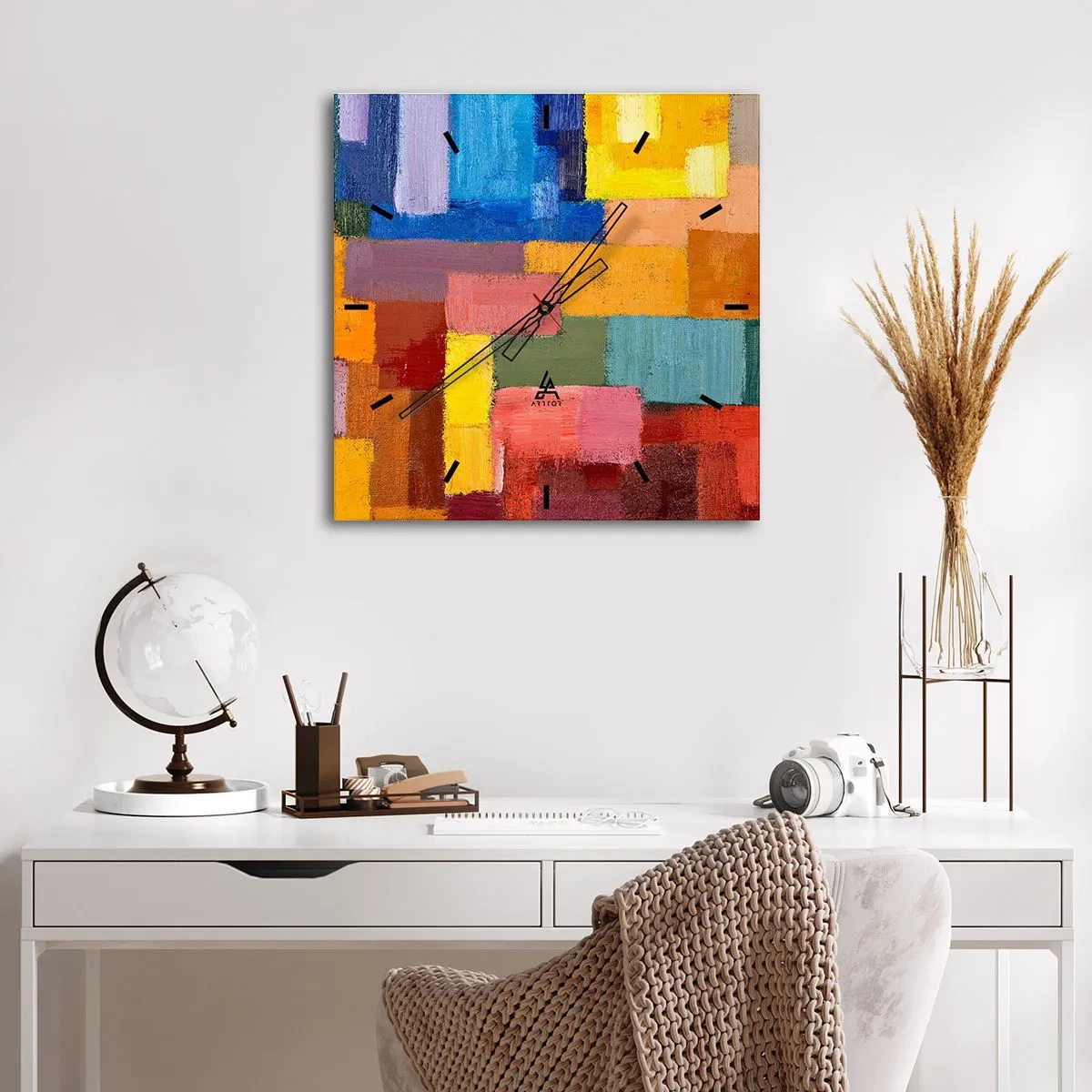 Wanduhr - Glasuhr - Jeder ist anders, alle bunt - 40x40 cm