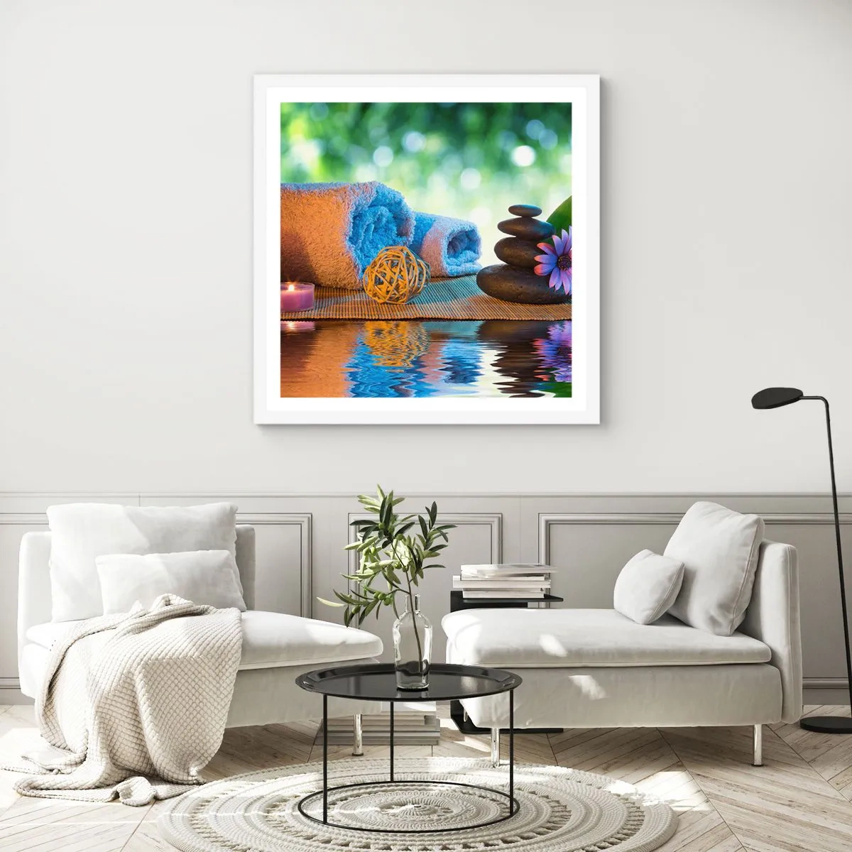 Poster in einem weißen Rahmen - Zeit für den Körper - 40x40 cm