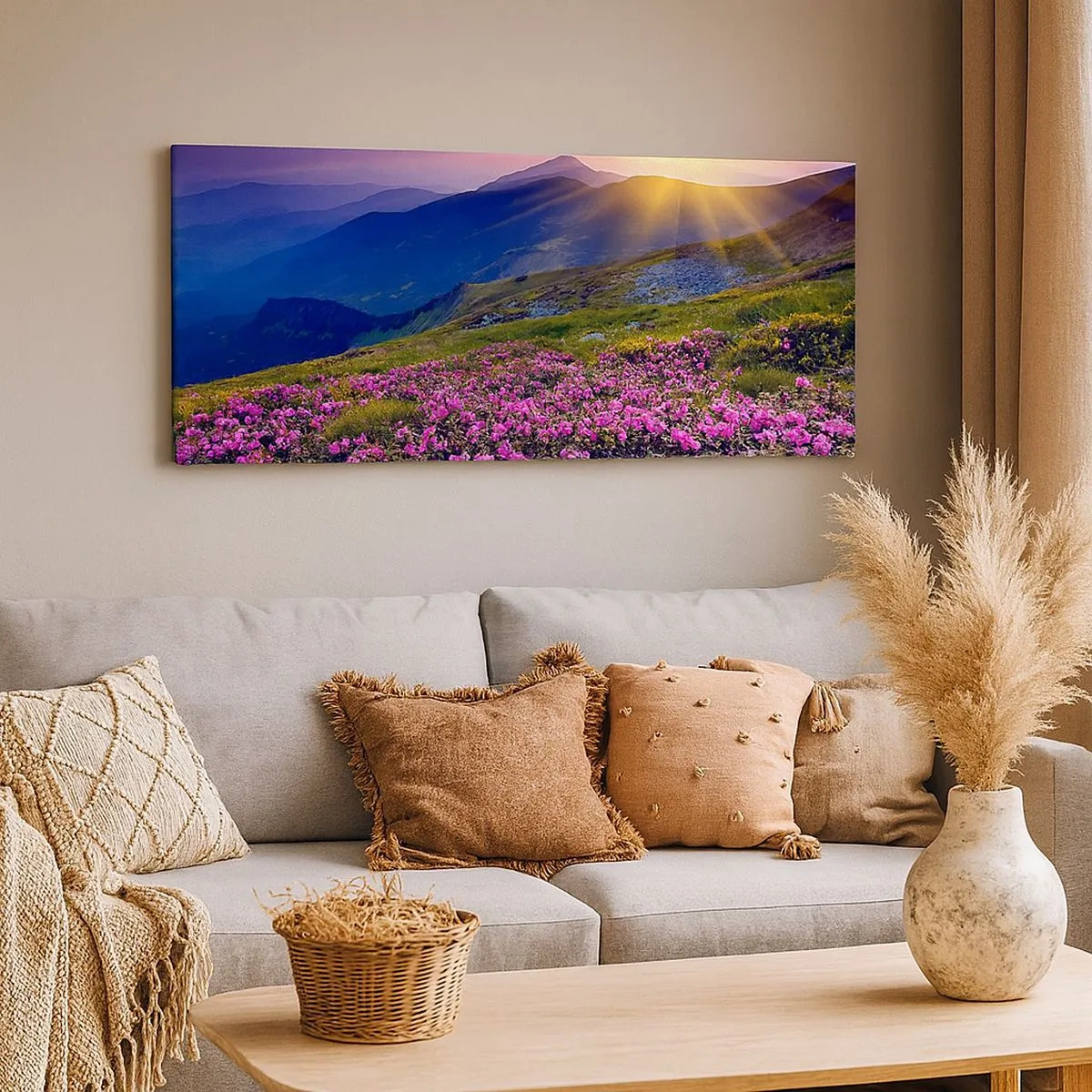 Bild auf Leinwand - Leinwandbild - … Und drumherum duftet es nach Latschenkiefer und dem Duft von Kräutern - 100x40 cm