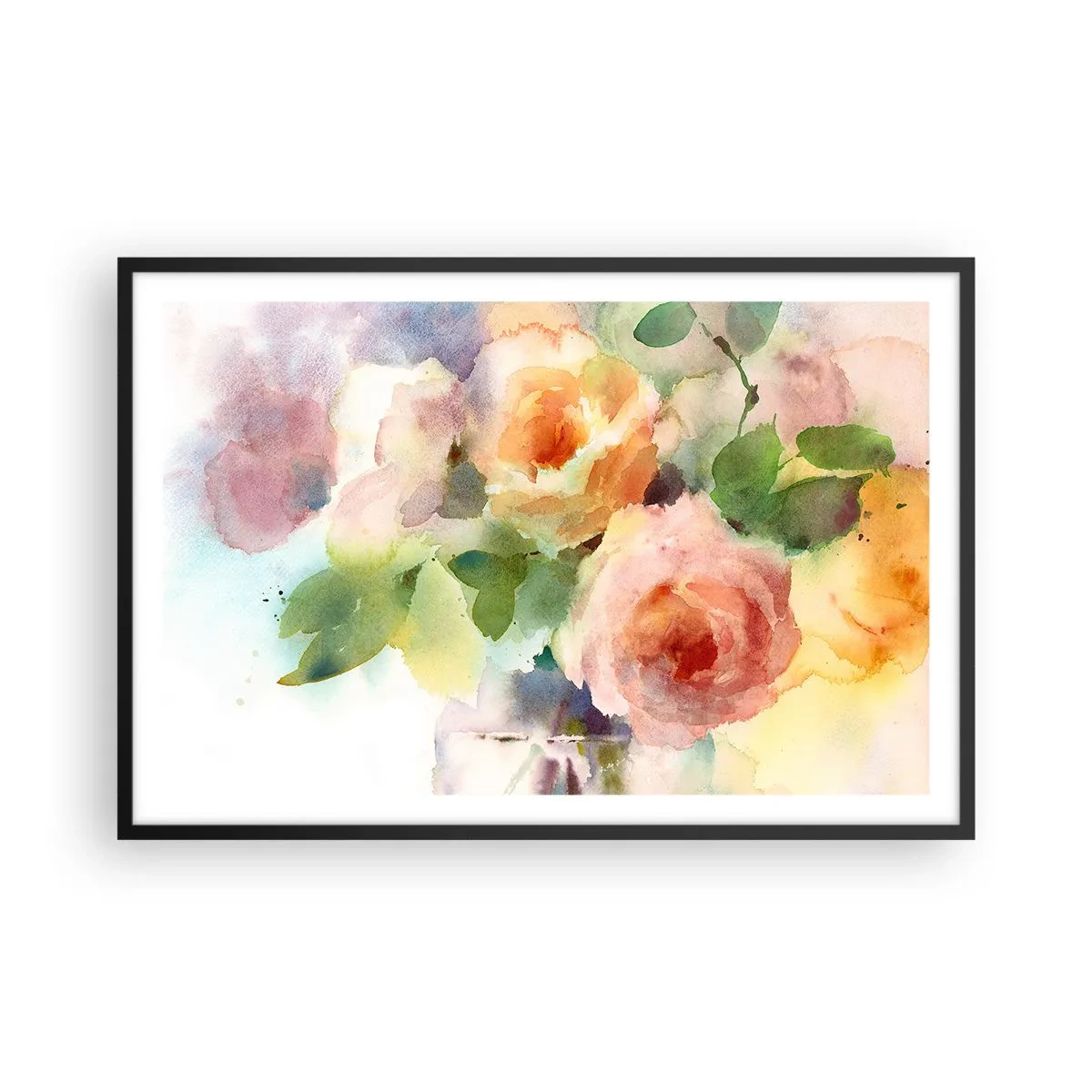 Poster in einem schwarzem Rahmen - Zart wie Aquarell - 91x61 cm