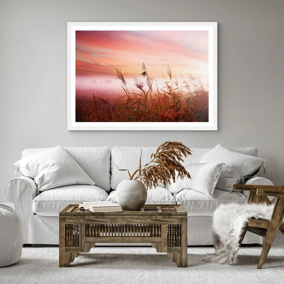 Poster in einem weißen Rahmen - Drachen, Löwenzahn, Wind - 50x50 cm